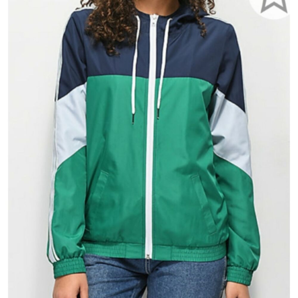 Zine Green Blue Windbreaker Jacket SIZE S